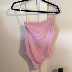 Pink One-Shoulder Aritzia Bodysuit